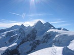 La vista verso i Lyskamm dalla cima del Polluce