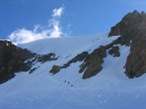 La vista della parete Ovest dal ghiacciaio di Verra