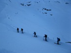 La partenza nei pressi del Rifugio Branca