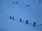 La partenza nei pressi del Rifugio Branca