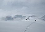 In cima al Piz Arpiglia, una lunga e pianeggiate cresta.