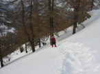 La parte finale del ripido pendio che porta alle baite di Pra de Bosc