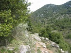 Il sentiero che dalle rovine di Mourga conduce alla Colla Bassa