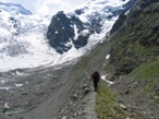Percorrendo la morena del ghiacciaio