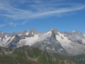Les Grandes Jorasses viste dalla cima del Monte Fourchon