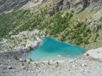 Il lago Blu visto dalla cresta morenica posta sui lati nord e nord est del lago