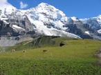 Gli alpeggi a Kleine Sheidegg, sullo sfondo il Monch