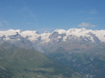 Le cime del Monte Rosa, il Castore il Polluce ed il Breithorn visti dalla cima del Monte Zerbion